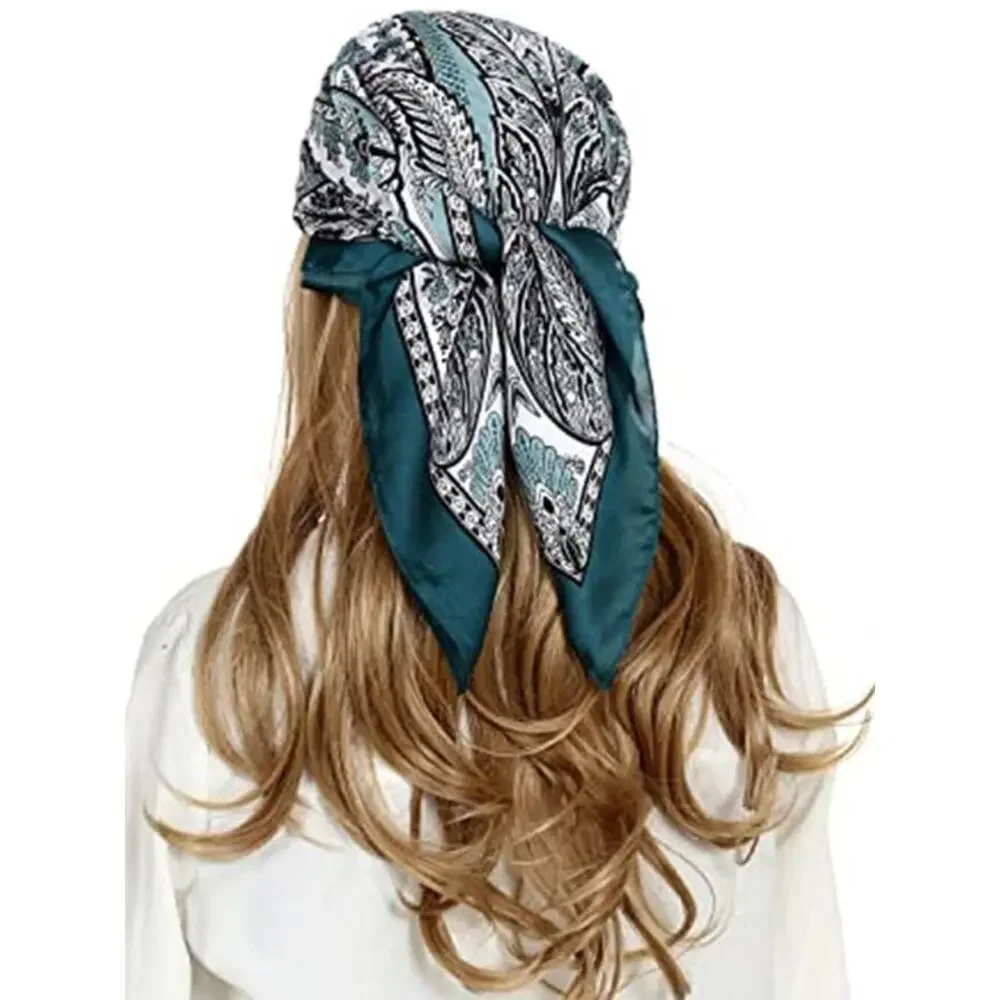 Turquoise Color Head Hair Scarf Like Satin Silk Scarf Sleeping Hair Wrapping